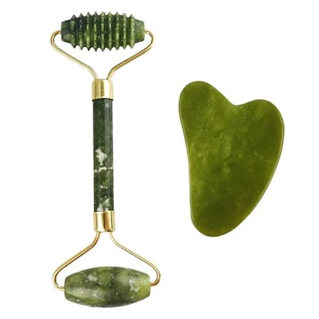 Naturlig Guasha Massager Ansiktsskrapa Jade Roller Ansiktsmassage Gua sha Jade Roller Skrapa Microniddle Roller Ansiktsmassager~01359