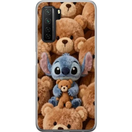 Kompatibel Mobilcover til Huawei P40 lite 5G Stitch omgivet af brune teddybjørne med en lille teddybjørn i armene i en sød og hyggelig kawaii-design