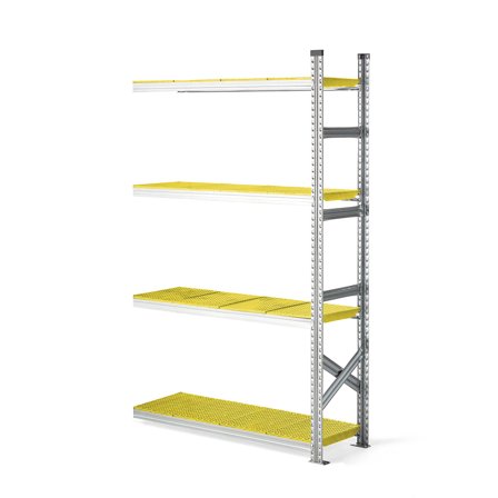 Regalsystem TRANSFORM, Anbaumodul, 1972 x 1200 x 400 mm, Kunststoff gelb