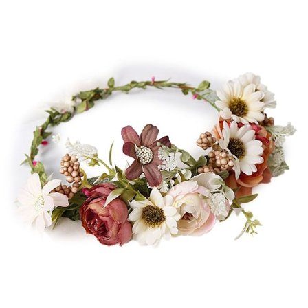 Boho Blomsterpannband Hårkrans Blomstergirlang Krona Halo Form2