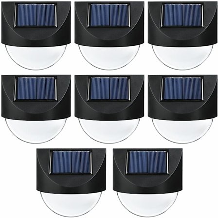 Solcellelamper til hegn, 8-pak vandtætte solcelle-LED-udendørsvæglamper til terrassetrapper og havegang (varm hvid)