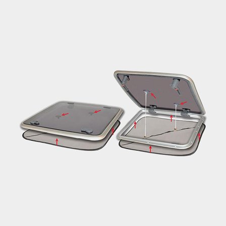 Mörkläggande myggnät till båt (däckslucka) Waterline Design, universal, passar luckor upp till 720 x 720 mm