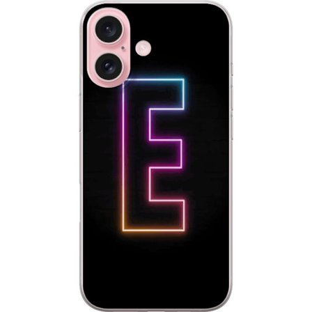 Yhteensopiva Puhelinkuori Apple Apple iPhone 16 Minimalistinen neonkirjain E kirkkaissa väreissä tummaa taustaa vasten modernissa ja tyylikkäässä