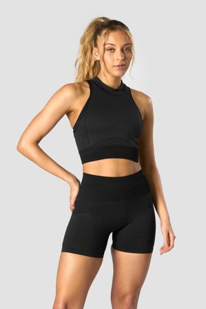 ICANIWILL - Signature Seamless Cropped Tank Top Black- Training tank tops - Damen - ICIW