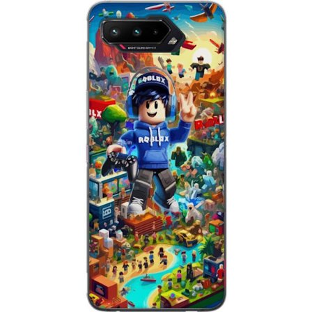Kompatibelt Mobilskal till Asus Asus ROG Phone 5 Stor detaljerad Roblox-värld fylld med karaktärer, äventyr och färgstarka miljöer perfekt för l