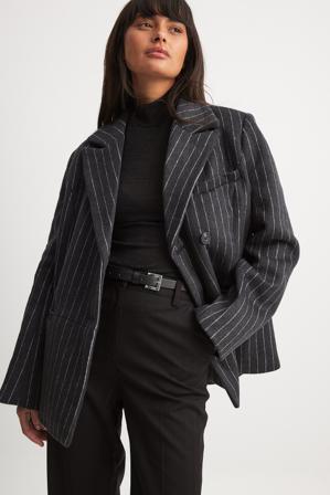 Mariona Autran x NA-KD Blazer oversize en laine mélangée - Tenue de bureau - Stripe - EU 36