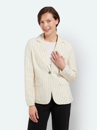 BRANDTEX - Hør Blazer - Råhvid - Nålestribet