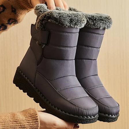 Dames Støvler 2024 Trend Vinter Sko Til Kvinder Vinterstøvler Ankel Lave Hæle Botas Mujer Vandtætte Sne Støvler Med Pels Sko GRAY 39