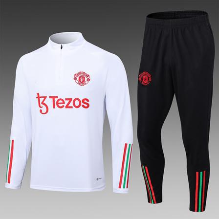 23-24 Manchester United Långärmad set för barn/vuxna white 16#