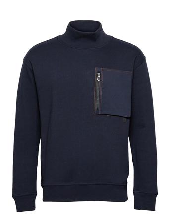 High Crewneck Sweat With Contrast Topstitched Chestpocket Blue Scotch & Soda