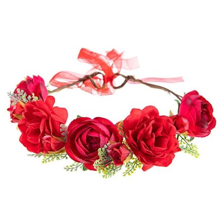 Kukkapääpanta Bohemian Flowers Wreath PUNAINEN