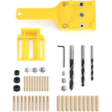 44-osainen tappiporausjigi, porausohjain rinnakkaisstopparilla, tappijigisarja, 6 mm / 8 mm / 10 mm