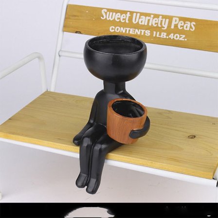 Cactus Planter muotokuva Veistos Kukkaruukku MUSTA 2 2