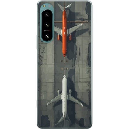 Kompatibelt Mobildeksel til Sony Sony Xperia 5 IV Flyfoto av to passasjerfly på rullebanen, symmetriskt moderne luftfartsbilde for reise, fly og desi