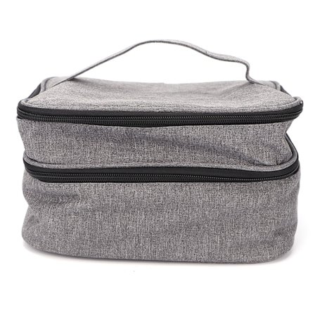Bærbar neglelak rejsetaske dobbelt lag neglelak opbevaringspose makeup holder taske grå
