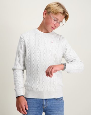 Tommy Hilfiger COTTON CABLE SWEATER Grau Pullover Jungen - Kids Brand Store