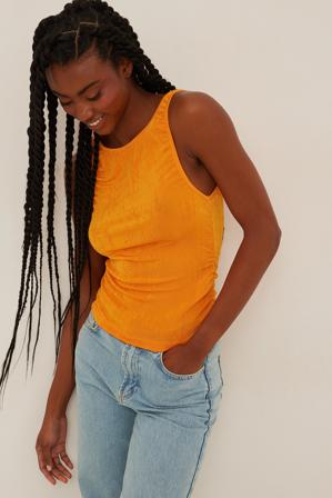 NA-KD Débardeur froncé - Hauts sans manches - Orange - X-Small