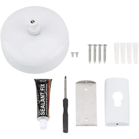 Klesstativ, Innebygd Klesline i Rustfritt Stål, Veggmontert, Innendørs/Utendørs (Hvit)