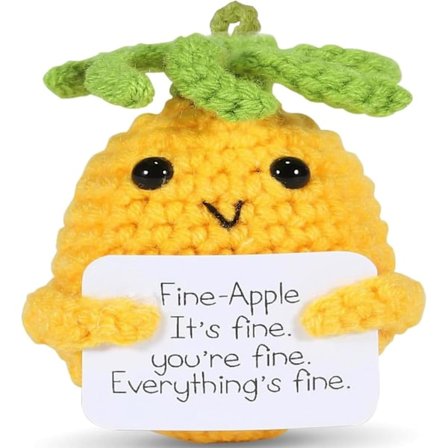 Emotionaalinen tuki -ananas, lahjoja naisille, 8 cm positiivinen ananas käsintehty söpö neulottu virkattu nukke, onnenamuletti, hauskoja 