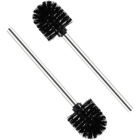 2 stk. Toalettbørste Toalettbørste Erstatningsbørste i rustfritt stål, 8 x 35 x 8 cm, Svart