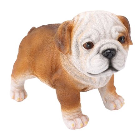 Realistisk Engelsk Bulldog Valp Staty Harts Skulptur för Trädgård Gräsmatta Veranda Dekoration