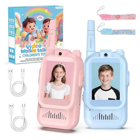Högkvalitativa Video Walkie Talkies för Barn - 2-Pack Interaktiv Video Intercom Uppladdningsbar Walkie Talkie Set för Barn Jul Födelsedagspresent