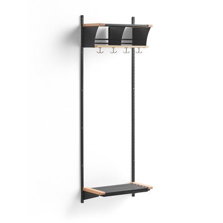 Garderobenschrank JEPPE mit 2 Fächern, Grundelement, 1790x600x310 mm, dunkelgrau/birke