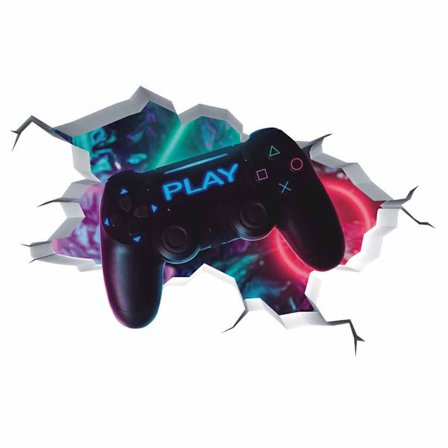 Gaming Break Through The Wall Decals, Videospil Tapet til Teenagere Drengeværelse Indretning, Aftageligt Kunstværk Der Tilføjer Et Stænk af Neon til 