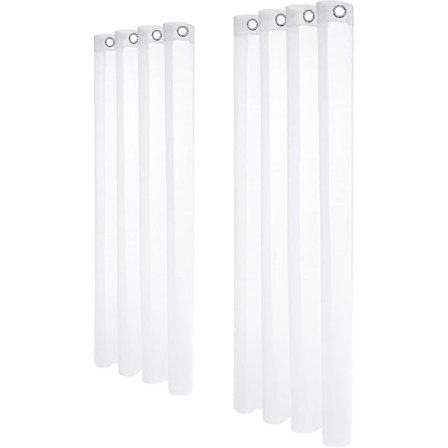 Sett med 2 hvite voile-gardiner med øyeblikk, barnegardin voile-vindu 140x180cm-yuhao