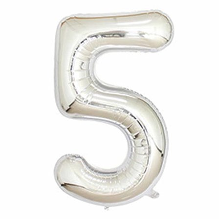 Stor siffer ballong i sølv for bursdagsfest 102cm - 5