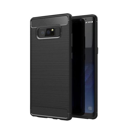 Galaxy Note 8 Case Cover TPU Bumper Carbon Fiber Shockproof Protection Case Cover til Samsung Galaxy Note 8 - Sort