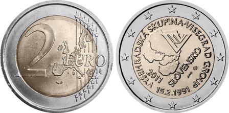 Slovakiet 2011 - 20 års jubilæum for stiftelsen afVisegrad-gruppen - 2 euro mønt