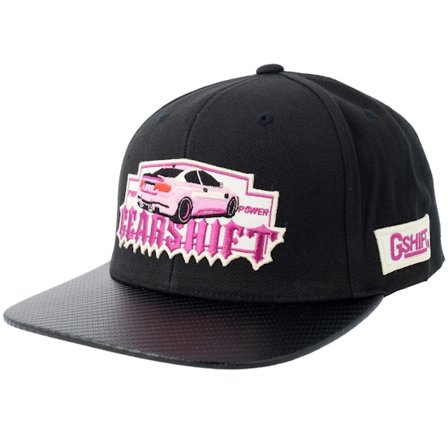 Gearshift - Pink Power Gshift Car Carbon Black Snapback Snapback Black Cap - @ Hatstore