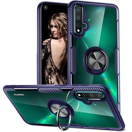 Huawei Nova 5T - Tyylikäs kansi sormustelineellä Blå