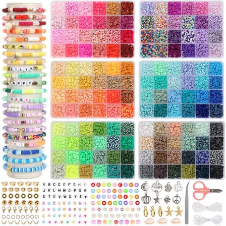 15000 stk. 144 Farver Lerperler Armbånd Smykker Sæt til Piger 8-12 Polymer Heishi Perler til Smykkehåndværk Julegaver
