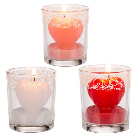 Hjertelys i Dekorativt Glass