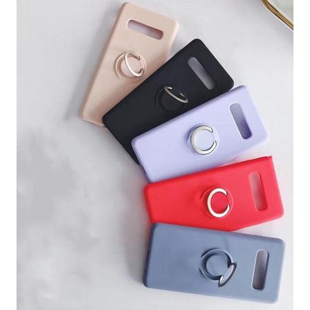 Samsung Galaxy S10e - Silikon Skal Mikrofiber - Ringhållare Röd