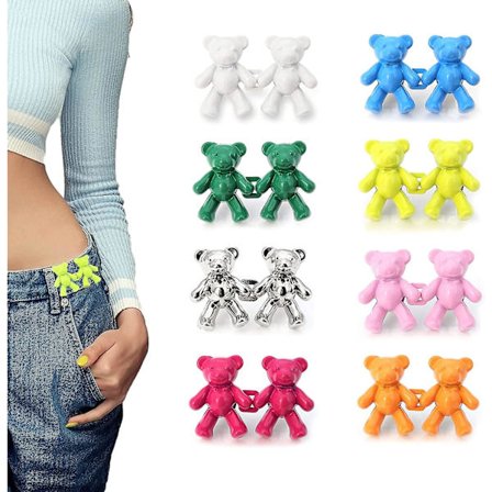 8 st björn midja spänne knapp, justerbar midja spänne extender, byxa midja spännare björn, mode avtagbar jean knapp stift för kvinnor kjol p