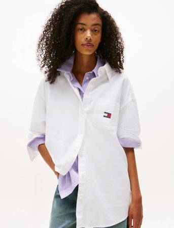 Tommy Jeans Tjw Ovs Badge Oxford Shirt Ext - White - S