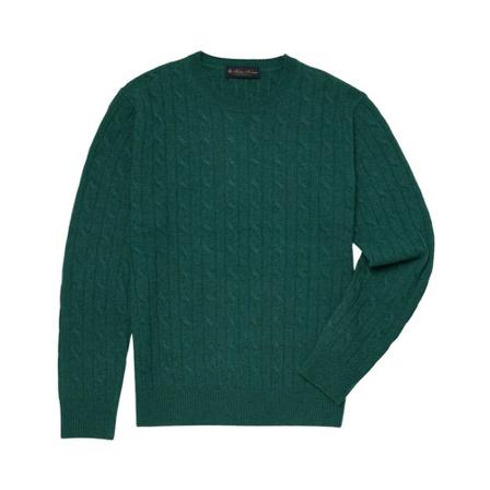 Brooks Brothers Cable-Knit Crew-Neck Sweater Grøn, Herre