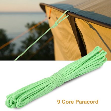 Luminous Paracord Cord Lanyard 9 Cores Outdoor Survival Glow in the Dark Fallskärmsrep Grön