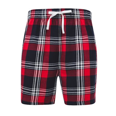 Skinni Fit Herr Tartan Lounge Shorts L Röd/Marinblå Check