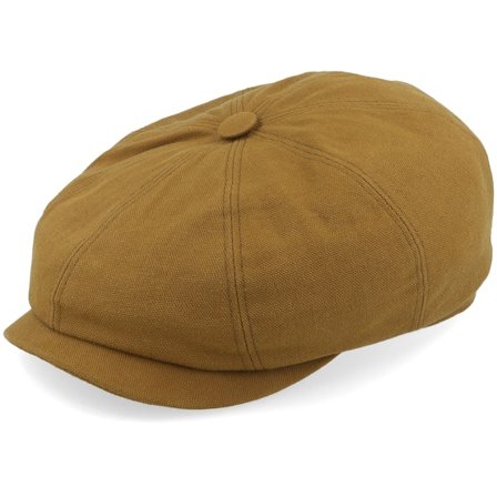 Stetson - Schwarz Cap - Hatteras Waxed Cotton Garage Theme Ochre Flat Cap @ Hatstore