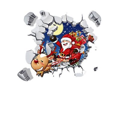 1 stk. 3D julevægklistermærke julemanden rensdyr vægklistermærke til julefest, glædelig jul vægdekoration