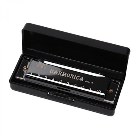 Blues Harmonica Diatonisk Munspel 10 Håls Musikinstrument Guld