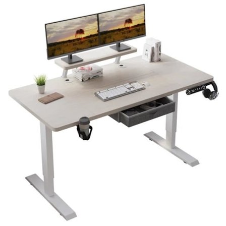 Radlove 140cm Elektriskt sitt-stående skrivbord med förvaring & hylla, ek