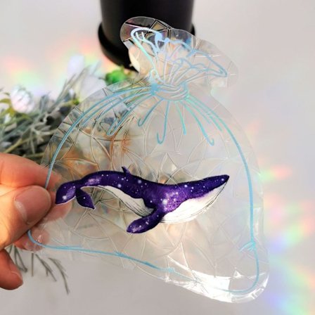 Regnbueprisme Pose Delfin Statisk Glasklistermærke PVC Anti - Kollisi