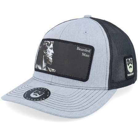 Bearded Man - Grå trucker Caps - Ancient Greek Beard Patch Heather Grey/Black Trucker @ Hatstore