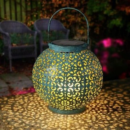 Solcelle, Geemoo Retro Metall Led Solcellelykt Utendørs, Vanntett Solcellelampe Utendørs Hagedekorasjon for Hage Balkong (Blå)