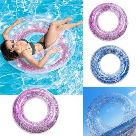 Transparent Glitter Pool Foats Simring MULTICOLOR